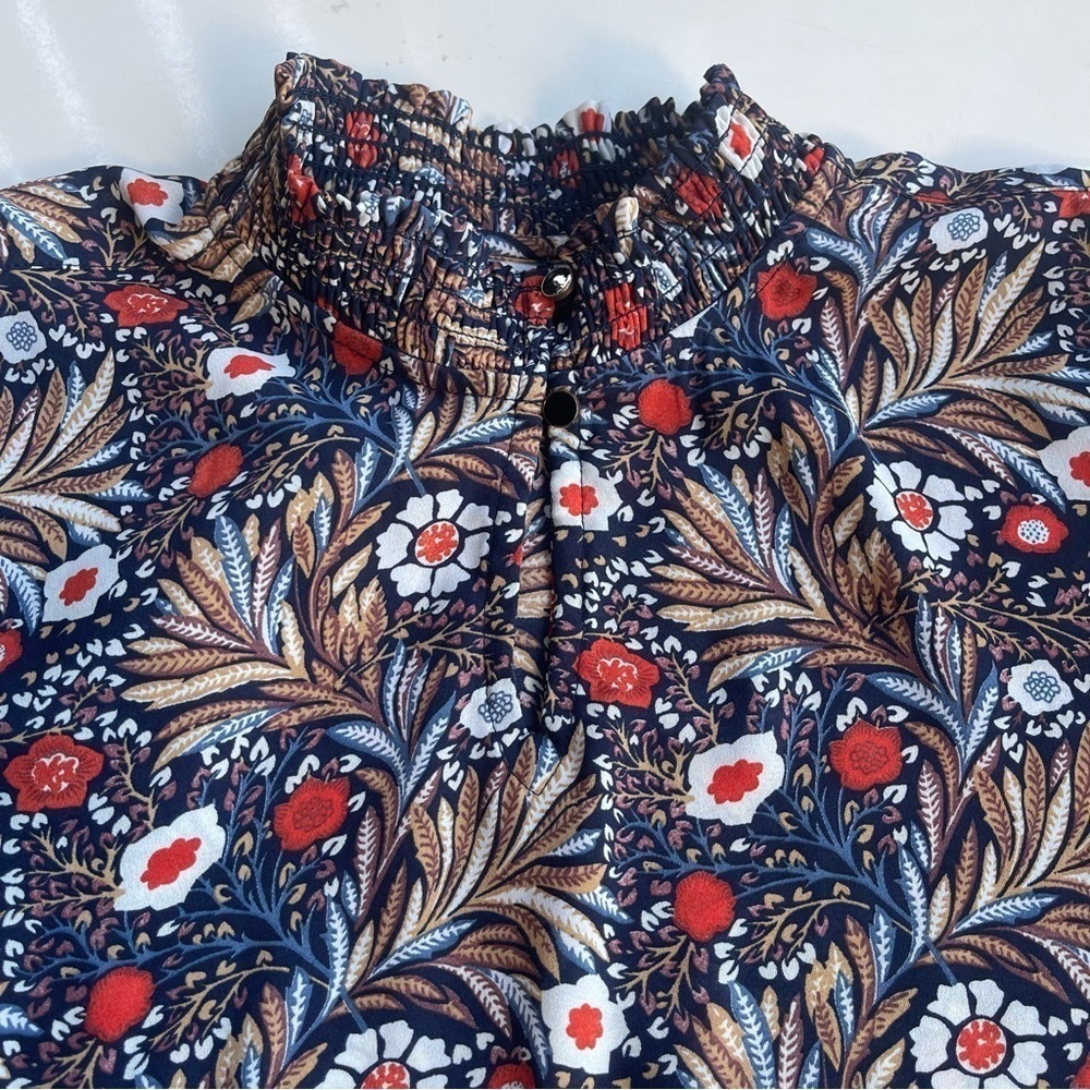 Kaffe Blue & Orange Floral Peasant Midi Dress US M/UK 38 - Picture 7 of 10